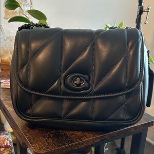 Coach Black Quilted Leather Shoulder Bag with Turn-Lock